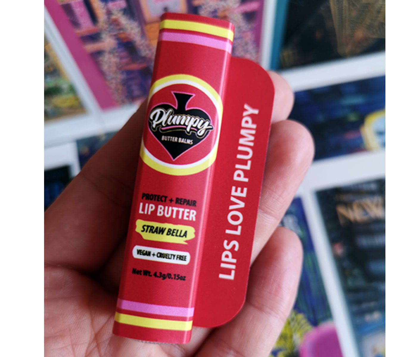 Plumpy Balms Strawberry flavoured vegan lip balm